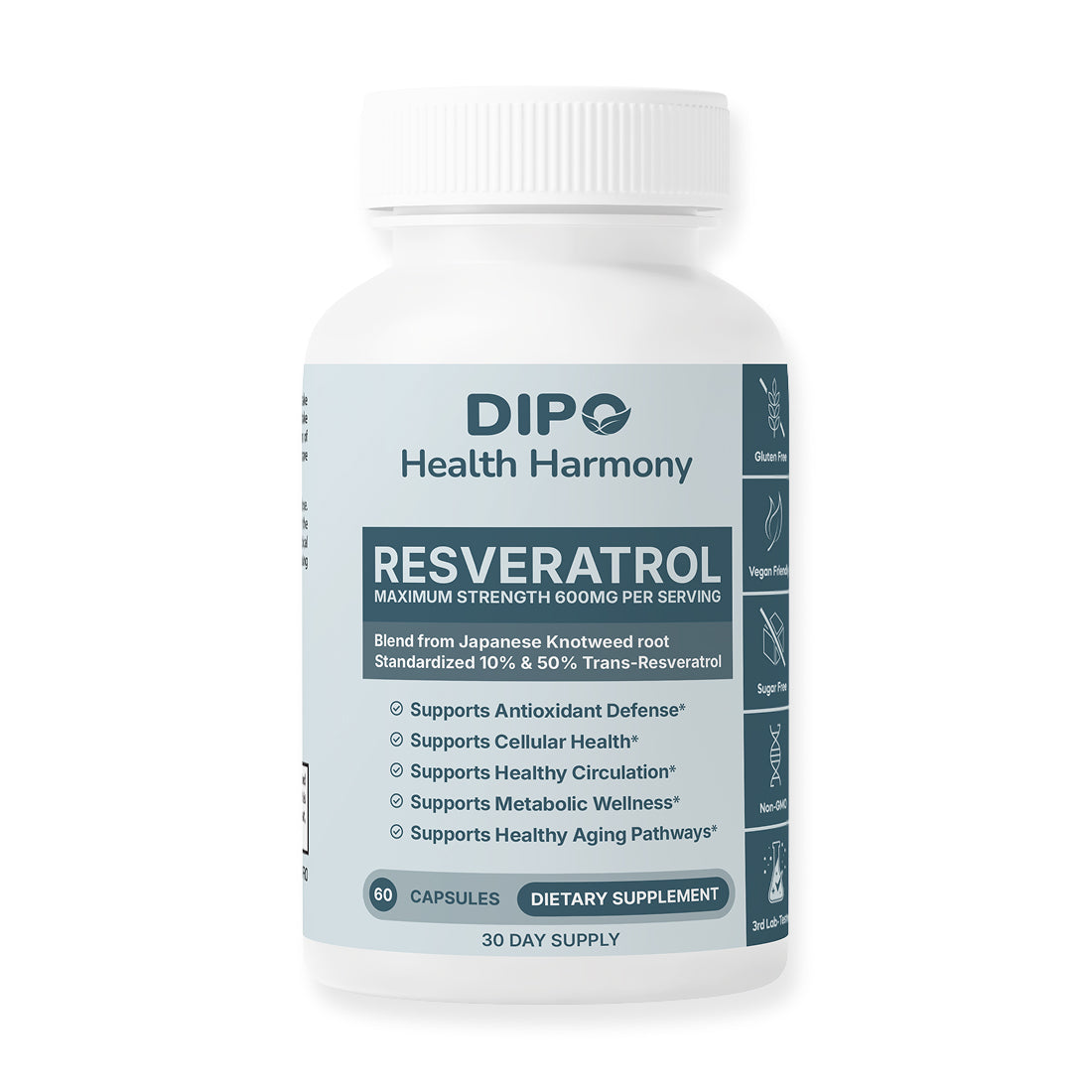 DIPO Resveratrol Antioxidant Supplement - Heart and Immune Health Support