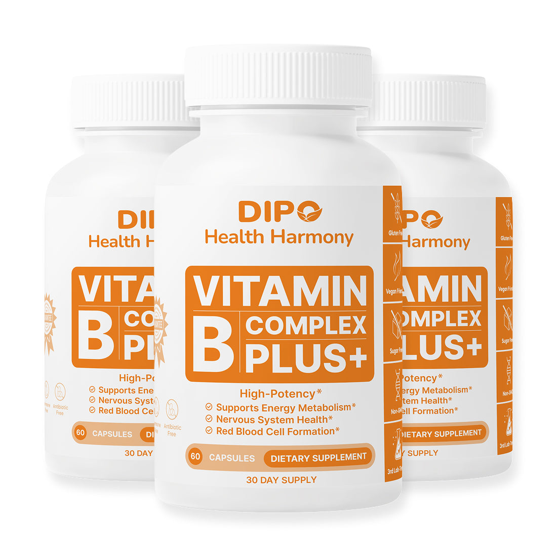 DIPO B-12 Complex Plus - Energy and Brain Support Vitamin Supplement 3 pack
