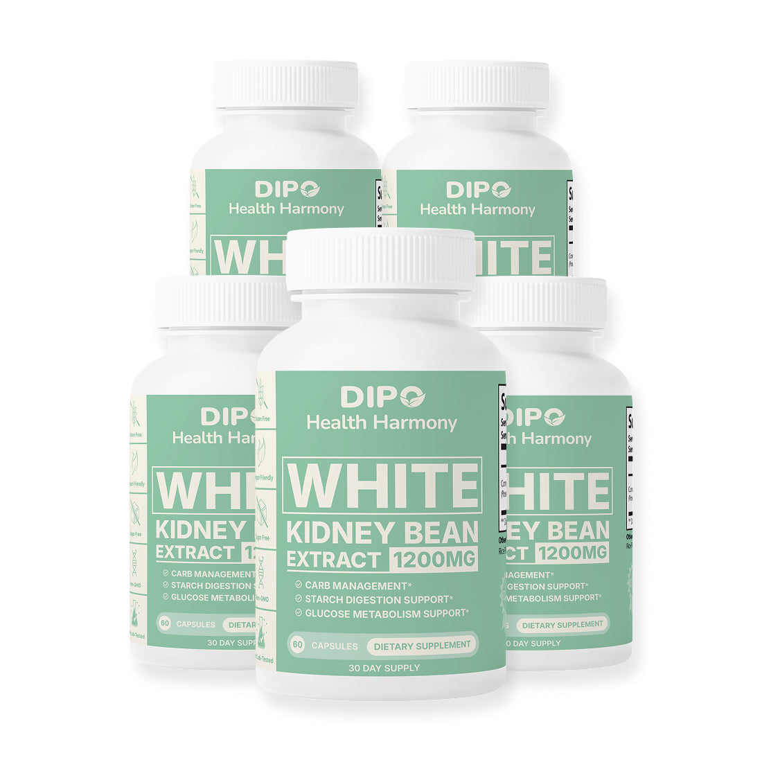 DIPO White Kidney Bean Extract - Natural Carbohydrate Blocker Supplement 5 pack